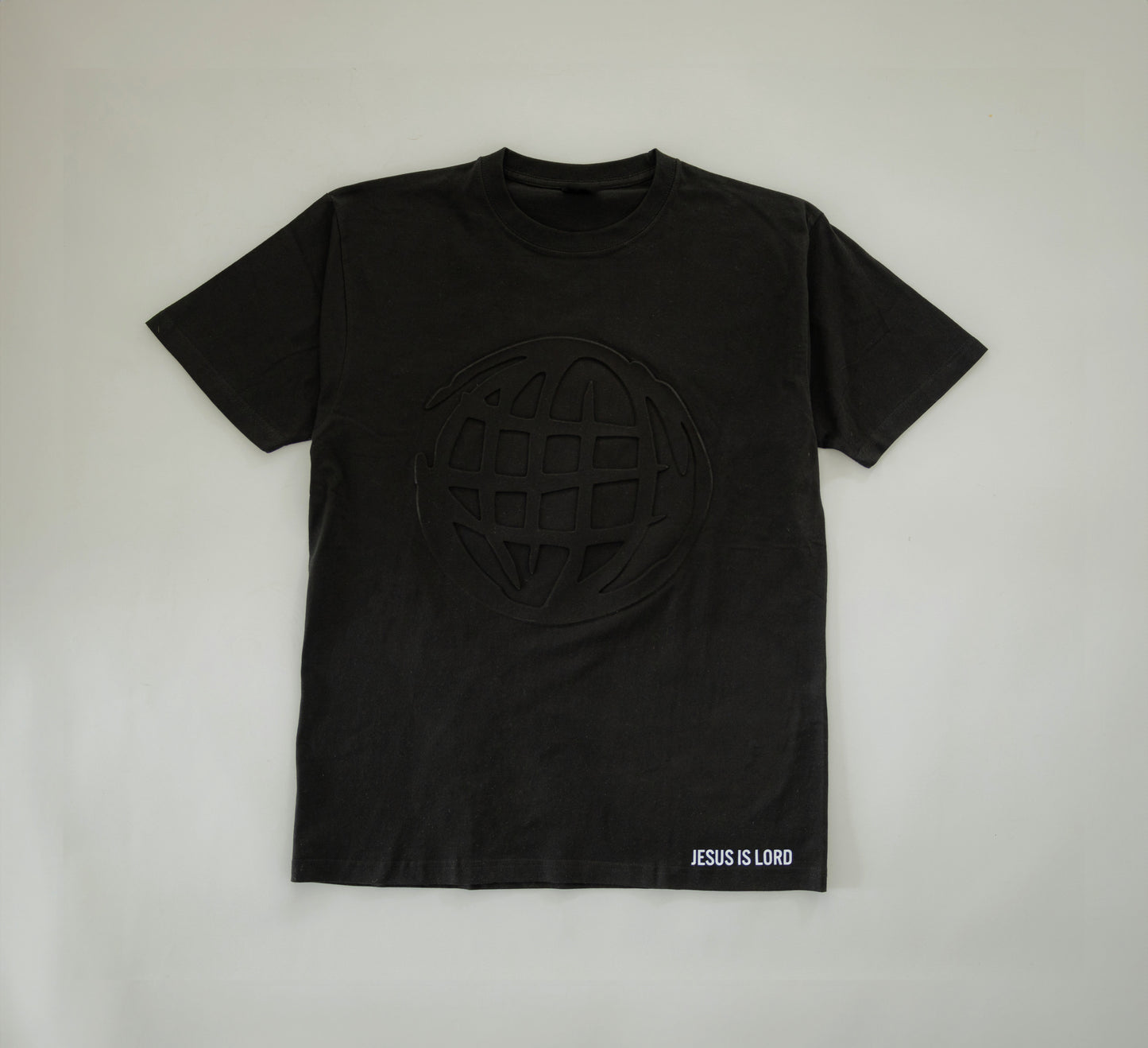 Black Embossed Globe T-Shirt